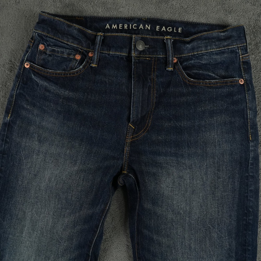 American Eagle Jeans Men 32x31.5 Blue Original Straight Easyflex Dark Wash Denim
